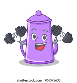 Fitness purple teapot character cartoon