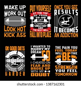 Fitness Quote and Saying Set for Graphic Goods