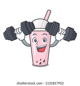 Fitness raspberry bubble tea character cartoon