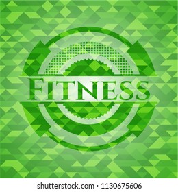 Fitness realistic green mosaic emblem