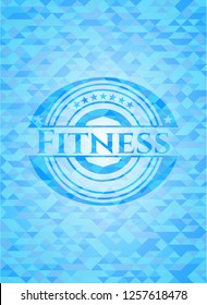 Fitness realistic light blue mosaic emblem