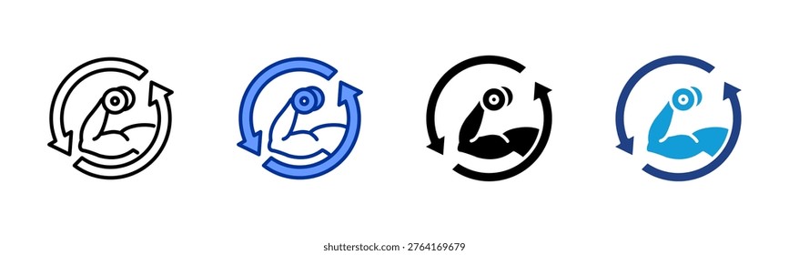 Fitness Recovery web icon with multiple style collection