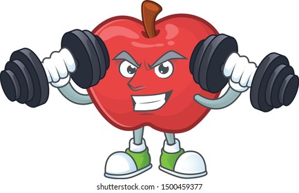 Fitness red apple cartoon mascot, character cute