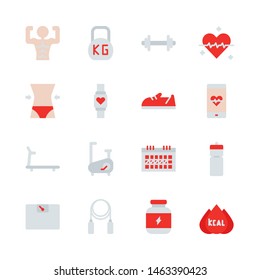 Fitness related in flat  icon set.Vector illustration