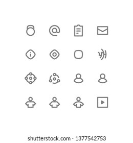 Fitness Related Vector Line Icons. Contains such Icons as voice command icon, video player, trainer icon, personal gym coach and more. 24x24 Pixel Perfect.