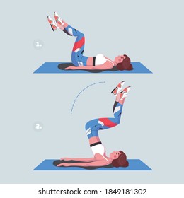 Fitness - ilustración vectorial del ejercicio de contracción inversa