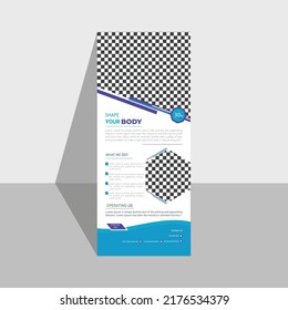 Fitness Roll up banner design template,pull up design, modern x-banner for company promotion.