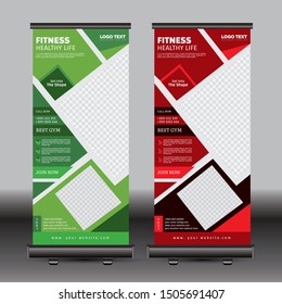 Fitness Roll Up Banner Template Vector Design