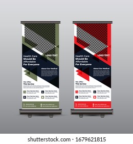 Fitness Roll Up Banner Template Vector Design.