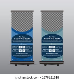 Fitness Roll Up Banner Template Vector Design.