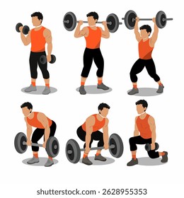 Fitness Routine with Weights with Faceless Male Character Illustration