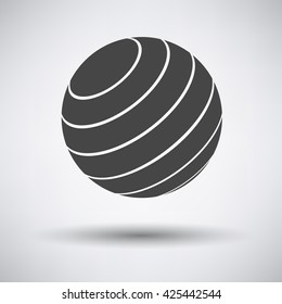 Fitness rubber ball icon on gray background with round shadow. Vector illustration.