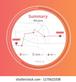 Fitness Run Application UI UX Vector Illustration