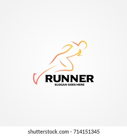 Fitness Runner Club Logo Design Template