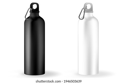 Fitness running blender Bike metal reusable drink flask. 3d realistic vector mockup. Illustration of container water for sport bike and fitness.