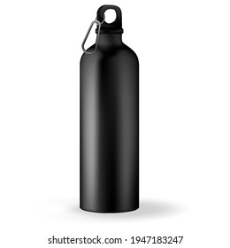 Fitness running blender Bike metal reusable drink flask. 3d realistic vector mockup. Illustration of container water for sport bike and fitness.