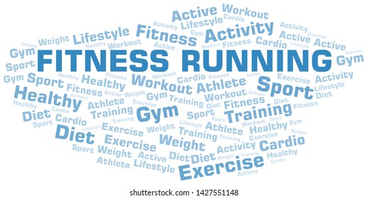 Fitness Running word cloud. Wordcloud made with text only.