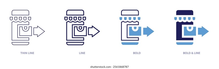 Fitness sale icon in 4 different styles. Thin Line, Line, Bold, and Bold Line. Duotone style. Editable stroke.