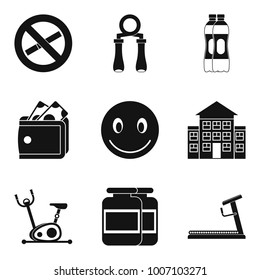 Fitness salon icons set. Simple set of 9 fitness salon vector icons for web isolated on white background