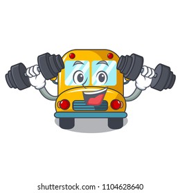 Fitness school bus character cartoon