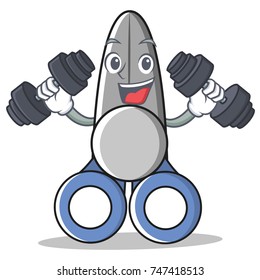 Fitness scissor character cartoon style