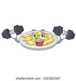 Fitness scrambled egg put above cartoon plate