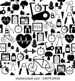 fitness seamless pattern background icon.