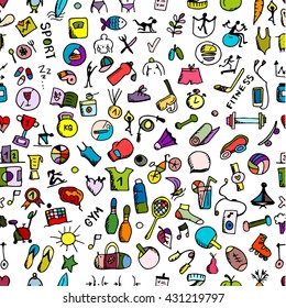 Fitness seamless pattern, sketch for your design