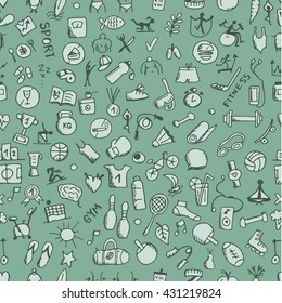 Fitness seamless pattern, sketch for your design