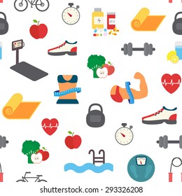 Fitness seamless pattern. Vector sport background