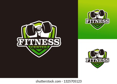 Fitness Shield Logo Template Design Vector, Emblem, Design Concept, Creative Symbol, Icon