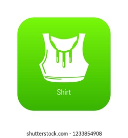 Fitness shirt women icon green vector isolated on white background