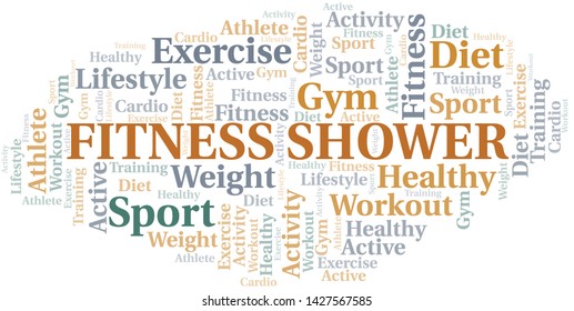 Fitness Shower word cloud. Wordcloud made with text only.