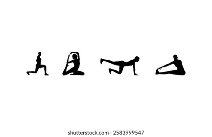 Fitness Silhouette Figures for Health and Wellness Designs.