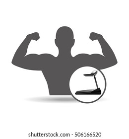 fitness silhouette walking machine gym graphic vector illustration eps10