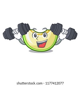 Fitness slice of melon isolated on cartoon