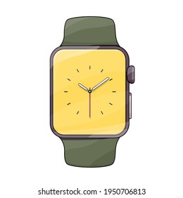 Fitness reloj inteligente ilustración vectorial plana aislada en fondo blanco, diseño mínimo de reloj de pulsera