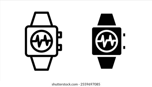 Fitness smart watch Icon collection in filled and stroke style.