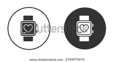 Fitness smart watch icon concept, simple flat design. Clipart vecot in black colors
