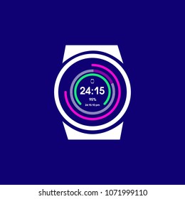 Fitness smartwatch flat icon for apps and websites