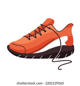 Fitness sneaker shoe for training, running vector illustration. Sport footwear isolated on white background in simple flat trendy style.