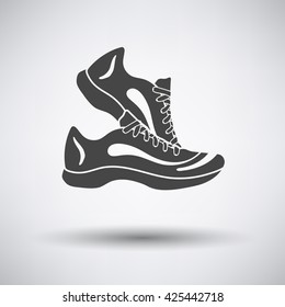 Fitness sneakers icon on gray background with round shadow. Vector illustration.