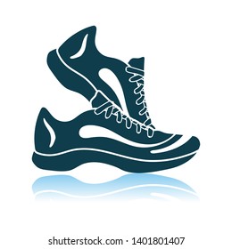 Icono de las zapatillas de fitness. Diseño de reflejo de sombra. Ilustración vectorial.