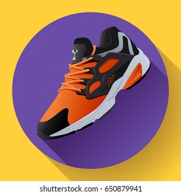 fitness sneakers shoes for training with long shadow. Fitness app