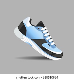 fitness sneakers shoes for training running shoe flat design with long shadow. Fitness app