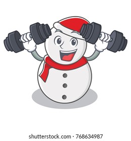 Fitness snowman character cartoon style