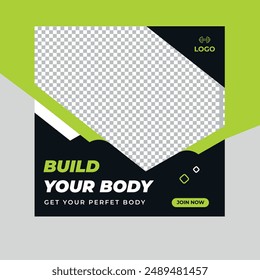 Fitness social media post banner template design