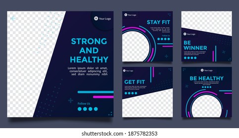 Fitness Social media post templates. modern vector design. Vector illustration.