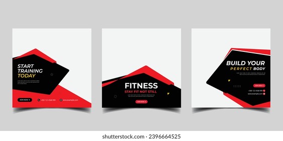 fitness social media web banner instagram post layout, editable promotional banner ads 