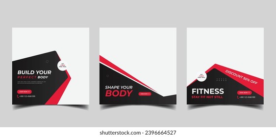 fitness social media web banner instagram post layout, editable promotional banner ads 